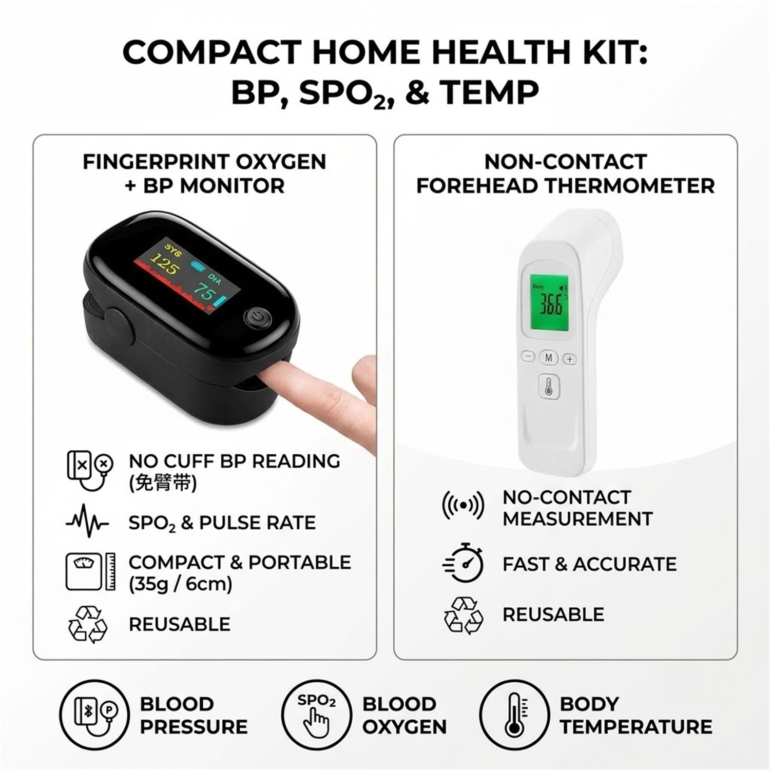 Pulse Oximeter - Termómetro infrarrojo para medir la temperatura