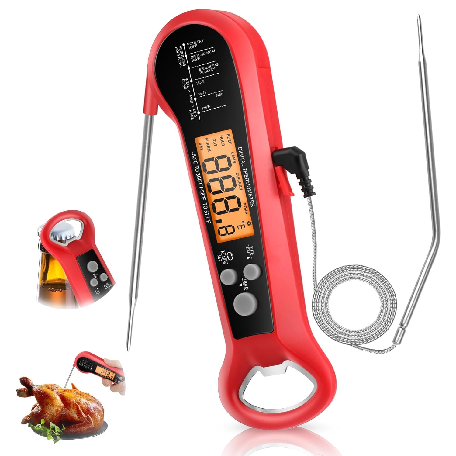 Thermometer Digital - Termómetro Digital Profesional para Carne, Impermeable,