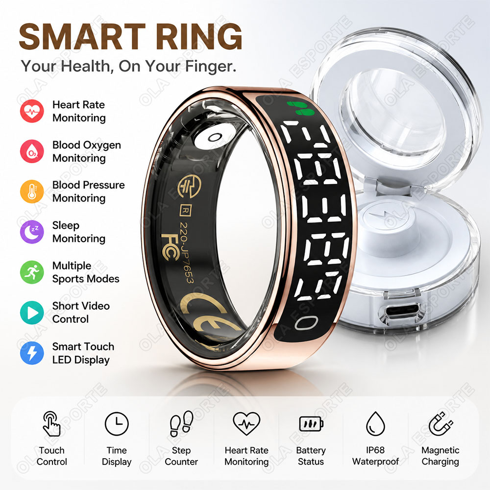 Blood Pressure Monitor - Anillo Inteligente con Estuche de Carga,