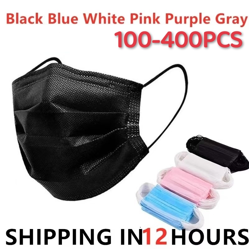 Surgical Mask - 100-400 piezas de mascarillas negras desechables,